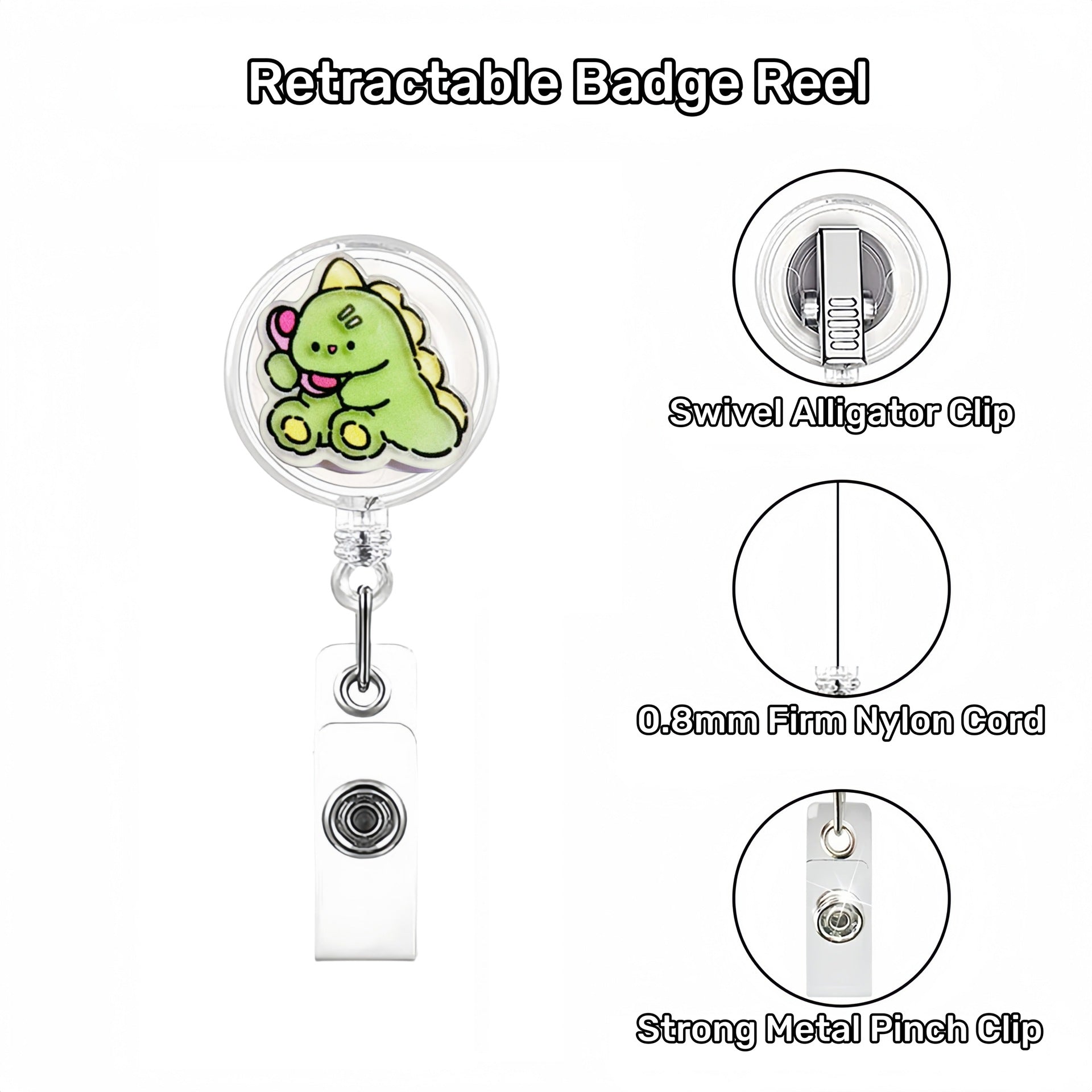 Wholesale Cute Cartoon Monster Series Acrylic Retractable Rotating Badge Keychain