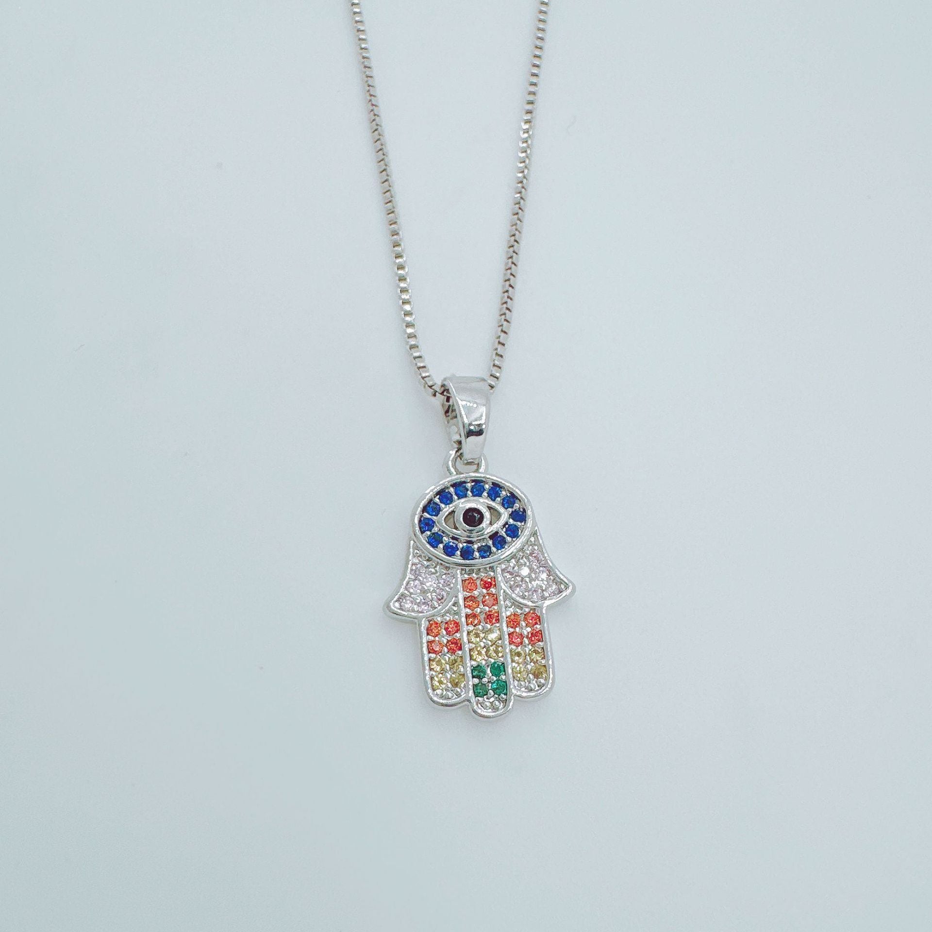 Wholesale Trendy Hamsa Pendant 18K Gold Plated Copper Zircon Jewelry Accessory Gift