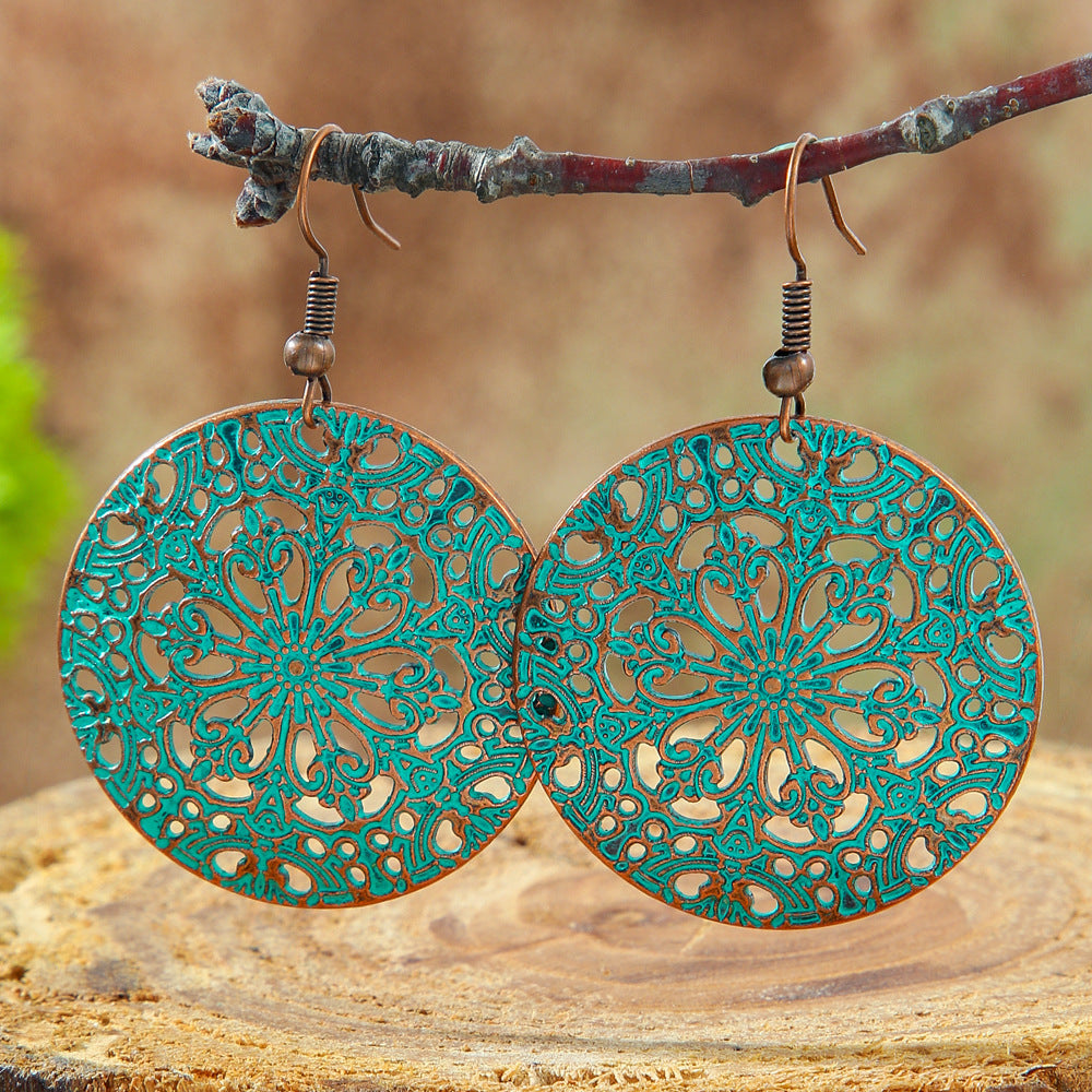 Wholesale Bohemian Hollow Geometric Retro Vintage Alloy Earrings for Everyday Wear or Gift