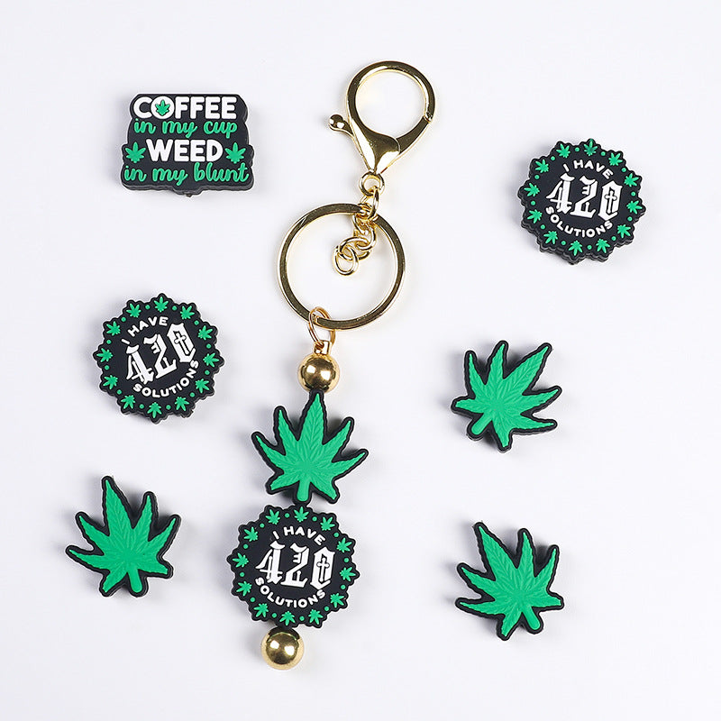 Wholesale 20pcs Green Leaf Silicone Beads Focal Beads DIY Beaded Pen Accessories ACC-BDS-RongFa027