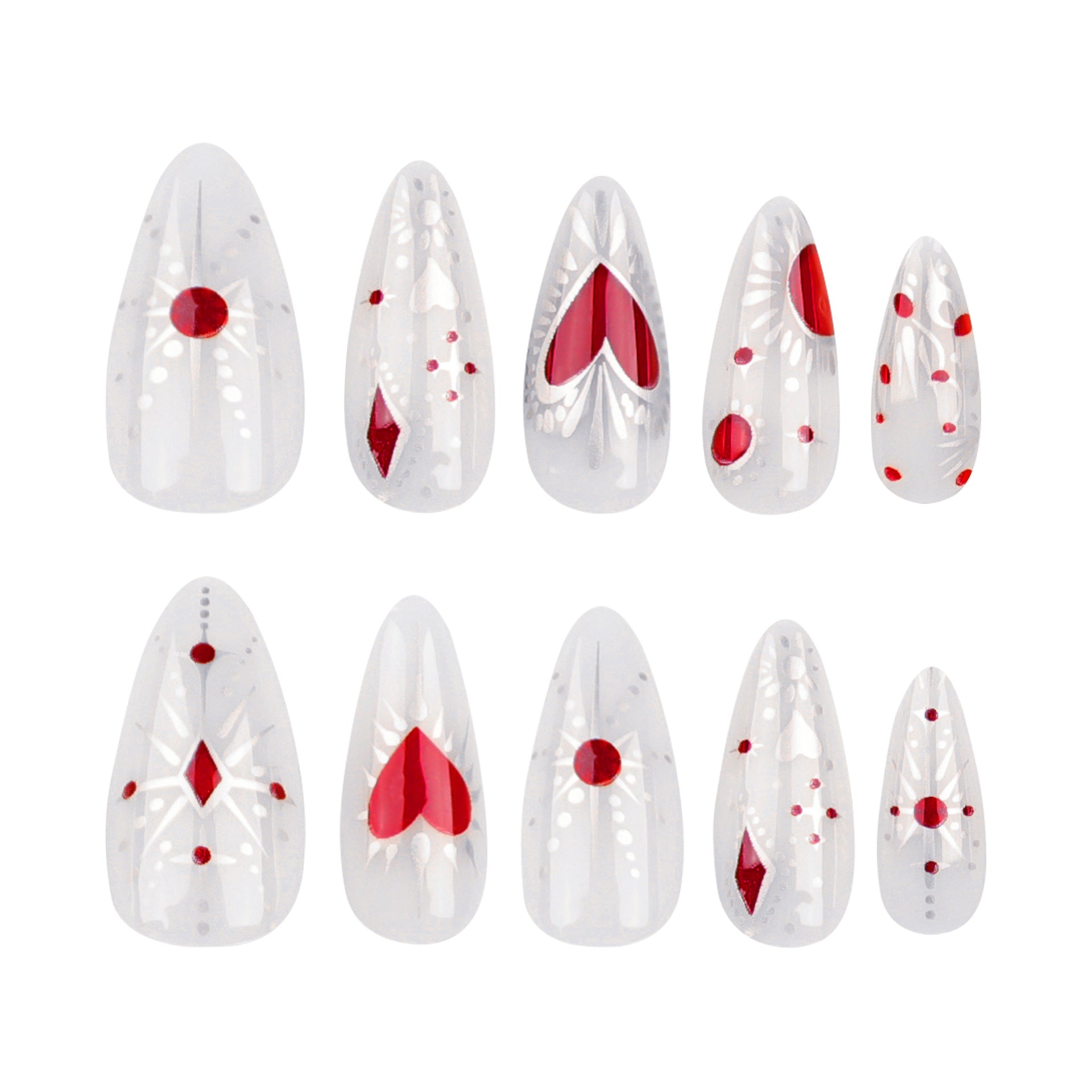 Wholesale 24 Pieces/box Red Heart Press-on Nails Kits Nail Stickers ACC-NS-LeFan048