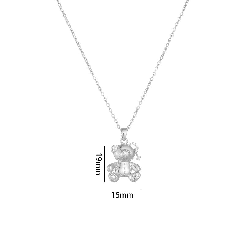 Wholesale titanium steel design cute bear pendant necklace ACC-NE-Rongc004