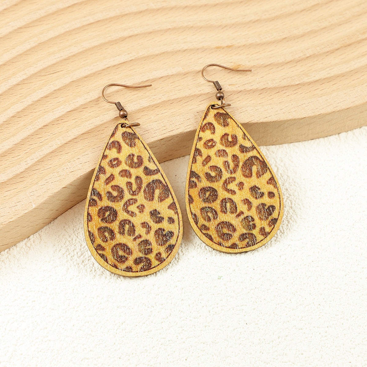 Wholesale Western Cowboy Style  Cow Pattern Boots Cow Head Leopard Print Flower Wooden Earrings