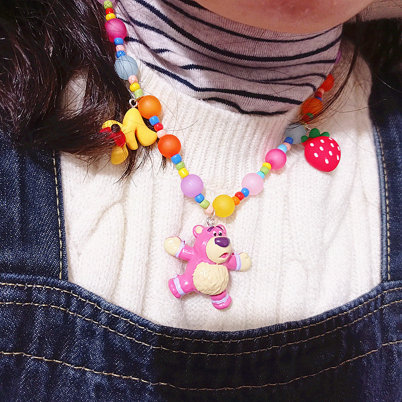 Wholesale Acrylic Beads Cute Bear Short Necklace ACCVIP-NE-XingJun001