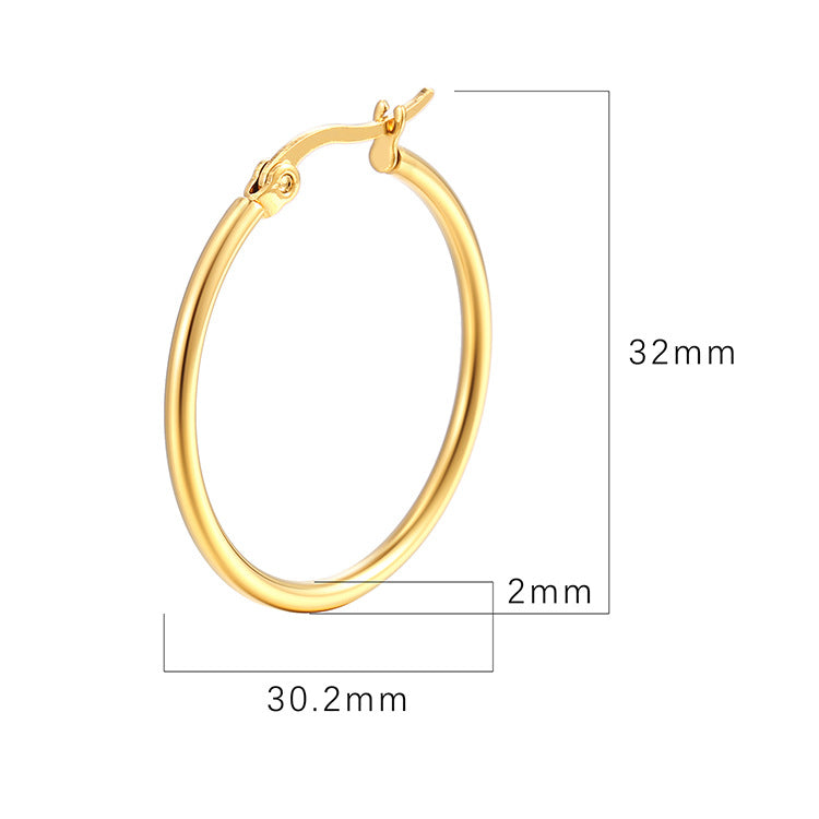 Wholesale titanium steel color-retaining long-lasting round line earrings