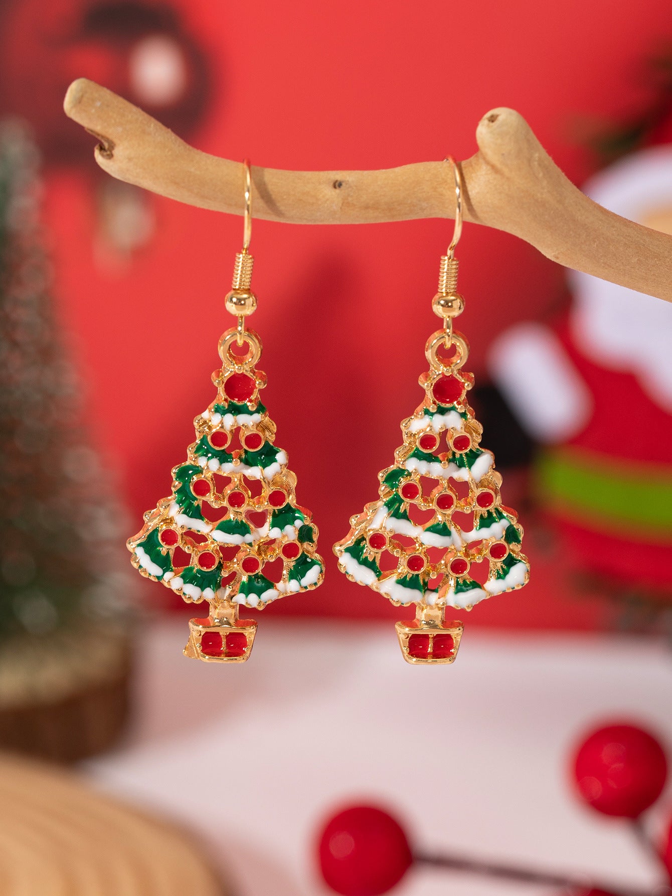 Wholesale Christmas Alloy Oil Drop Earrings ACC-ES-Xunru001