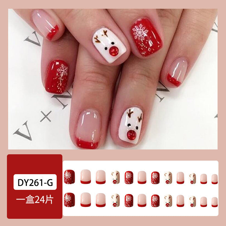 Wholesale 24 Pieces/box Christmas Snowflake Deer Nails Kits Nail Stickers ACC-NS-QXJ010