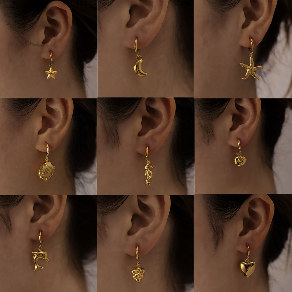 Wholesale Electroplated Stainless Steel Shell Earrings - Boutique Resale Jewelry