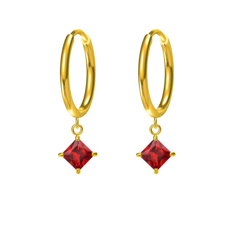 Wholesale 2PCS Steel-titanium colored zircon earrings