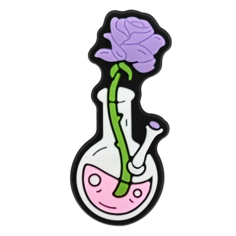 Wholesale Random 100pcs  floral vase series  PVC Soft Rubber Shoe Buckle Decoration