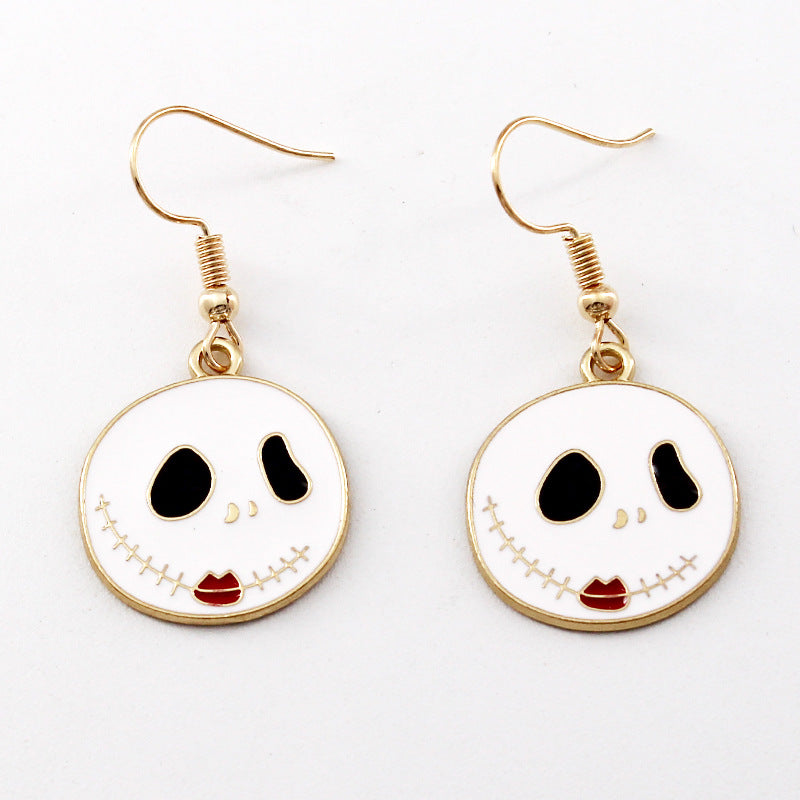 Wholesale Halloween Skull Mummy Witch Alloy Oil Drop Earrings ACC-ES-Liyao005