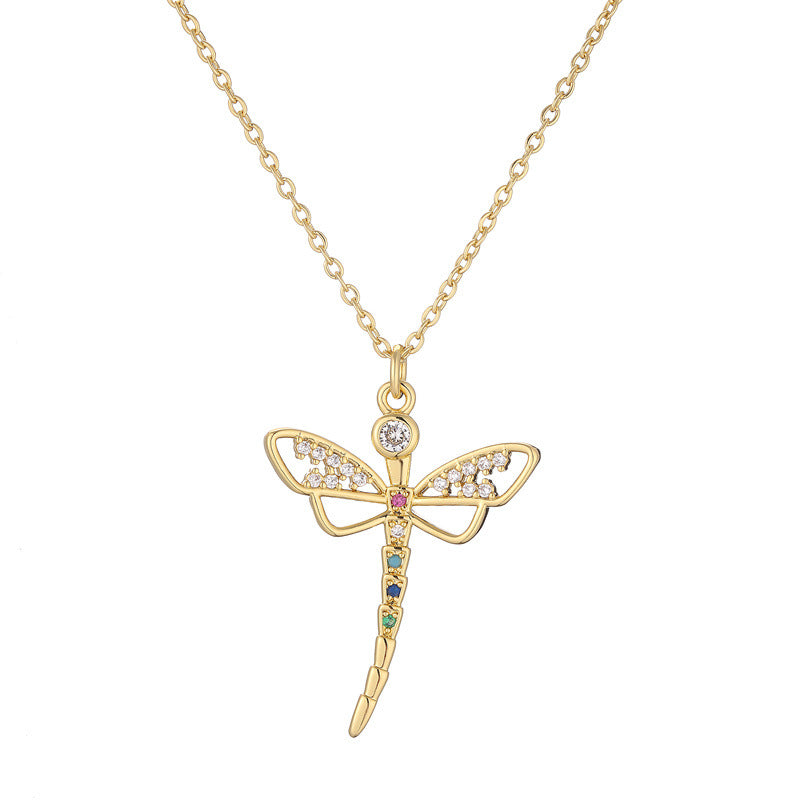 Wholesale Colorful Zircon Animal Necklace Dragonfly Pendant Necklace Butterfly Clavicle Chain ACC-NE-Changx003