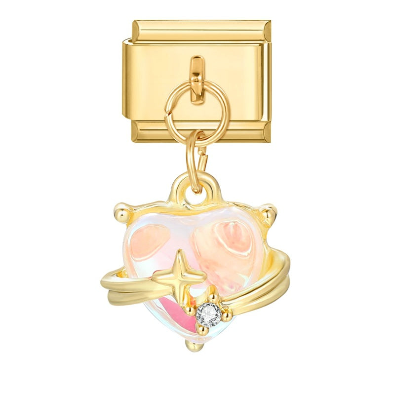 Wholesale  Italian Charm Bracelet 9mm DIY Splicing Removable Moon Heart Pendant Titanium Steel Composable Bracelet