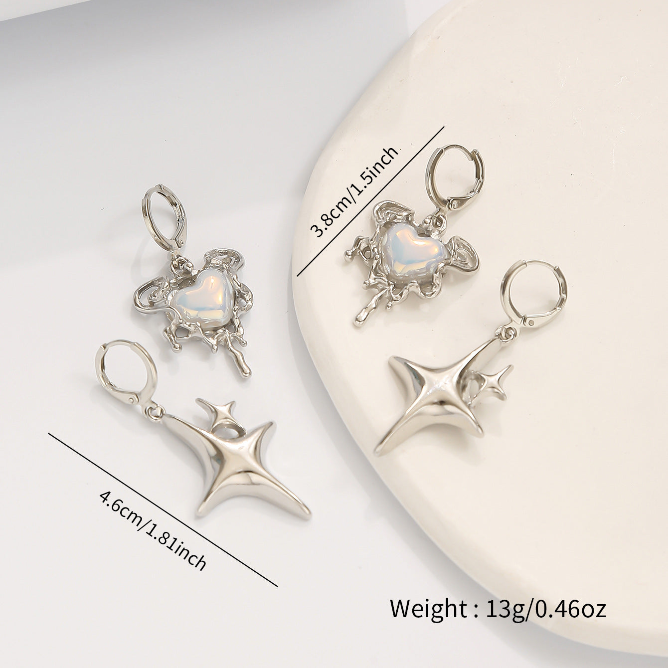Wholesale Y2K Style Silver Heart Shaped Earring Set Trendy Fashion Accessory For Women Jewelry Gift For Boutique Resale