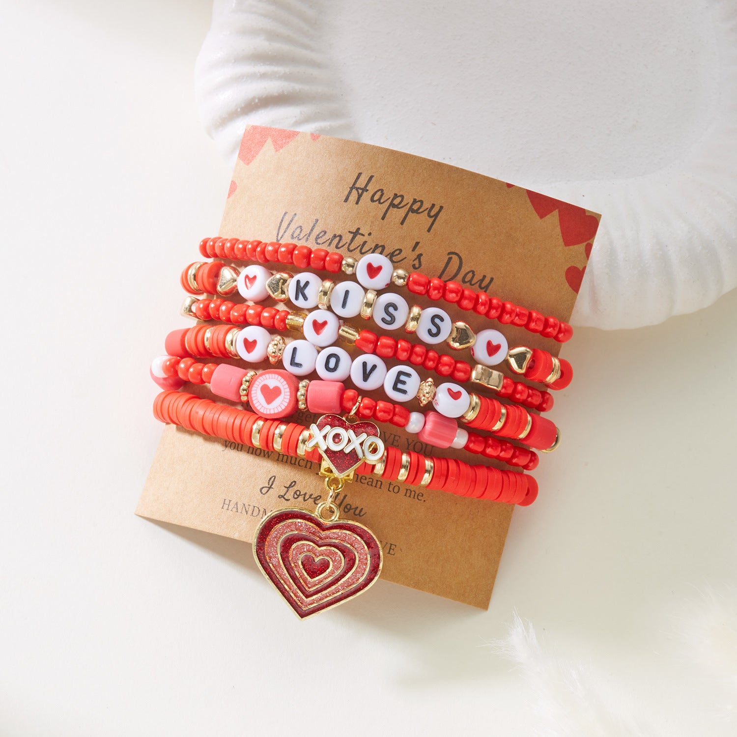 Wholesale Valentine' s Day Niche Heart Love Beaded Bracelet