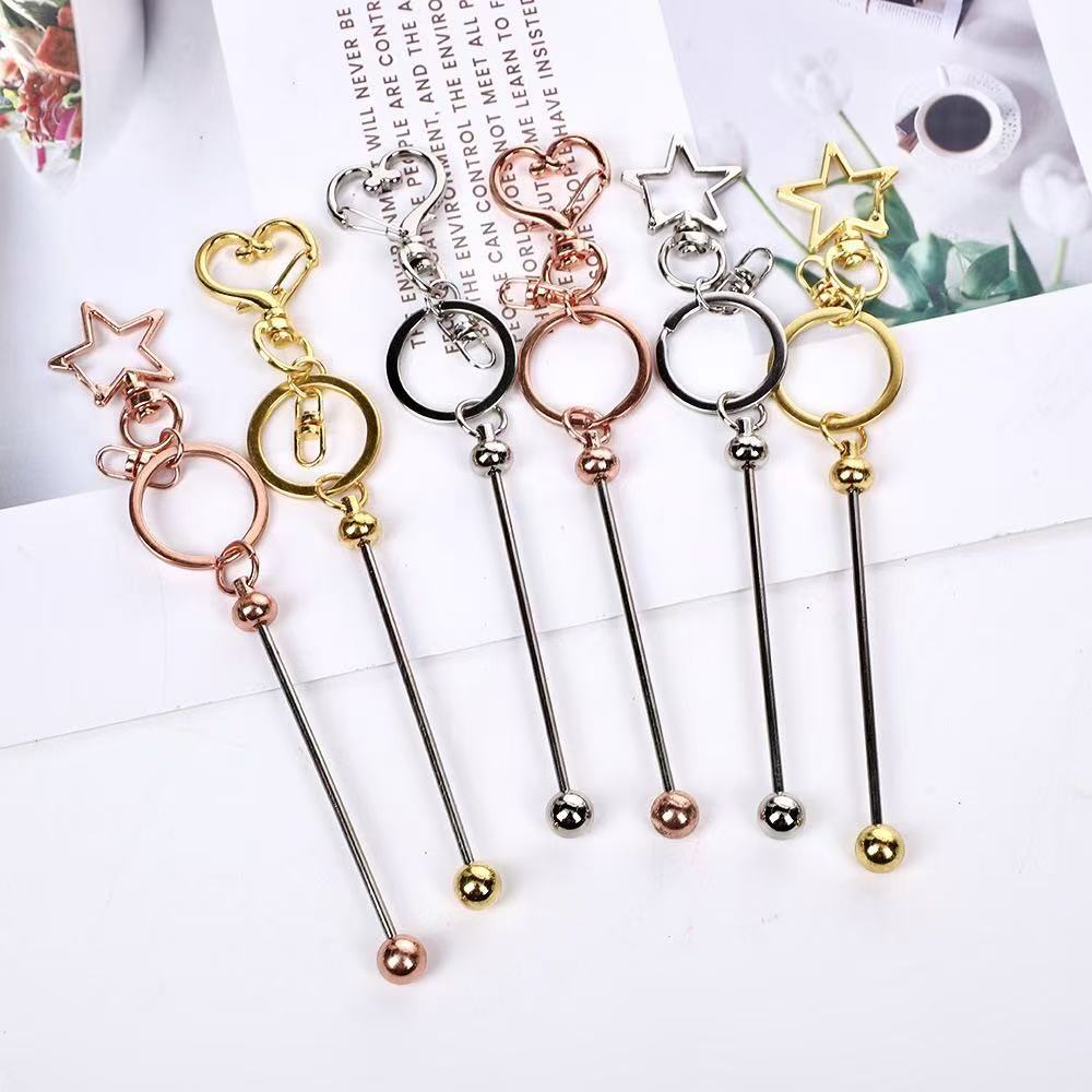 Wholesale Peach Heart Metal beadable Keychain