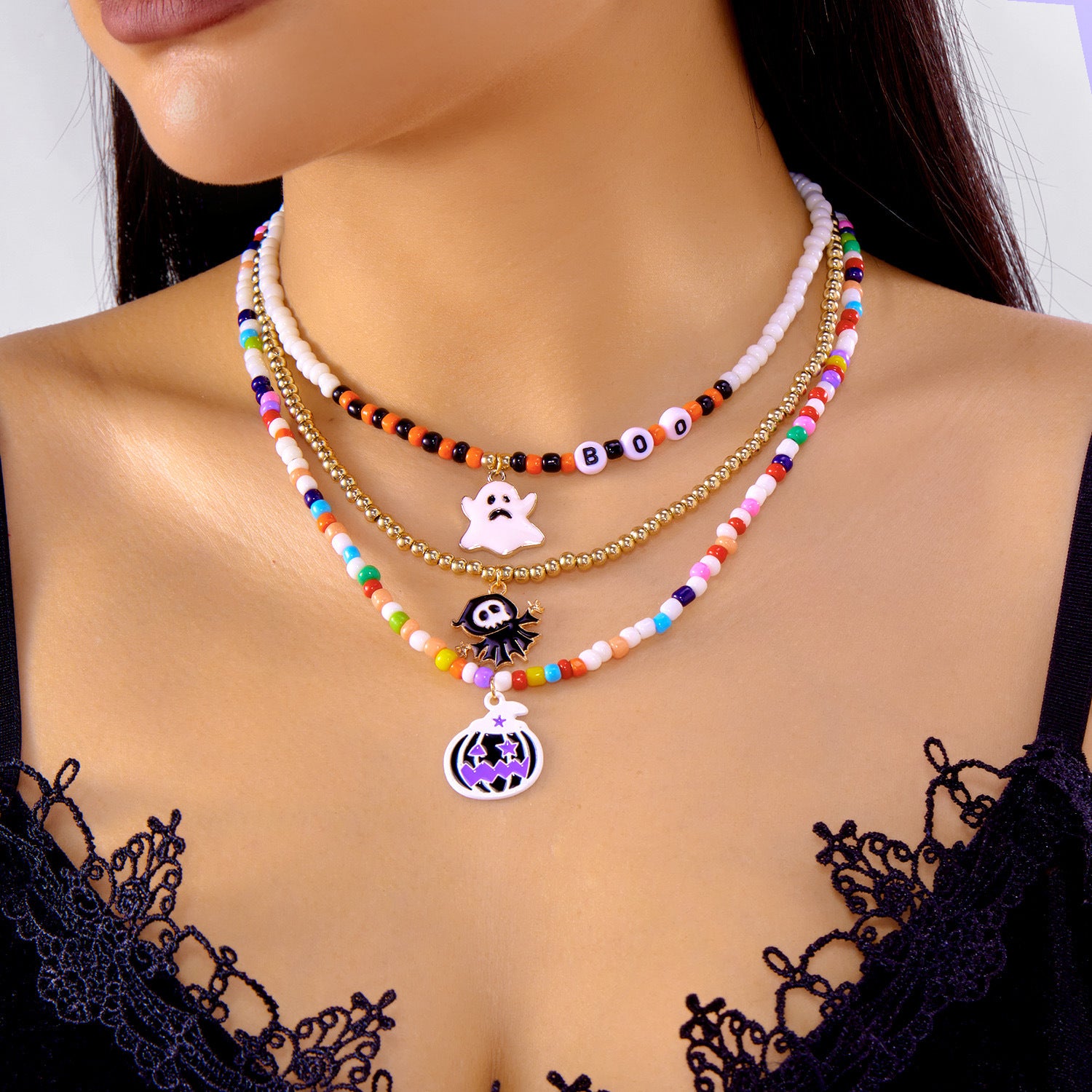 Wholesale  Jewelry Cute and Funny Ghost Pendant Necklace