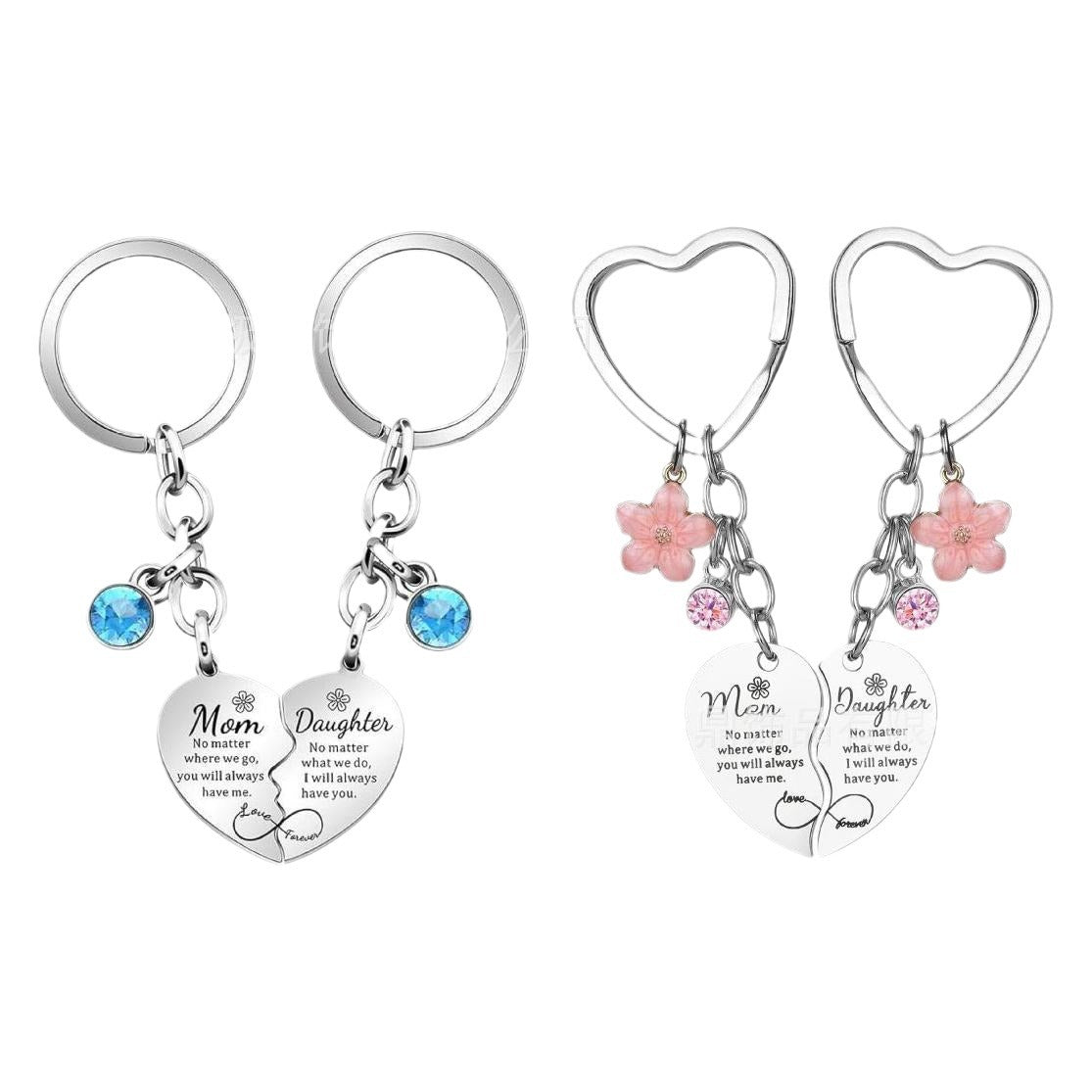 Wholesale  heart-shaped stainless steel key ring keychain suit