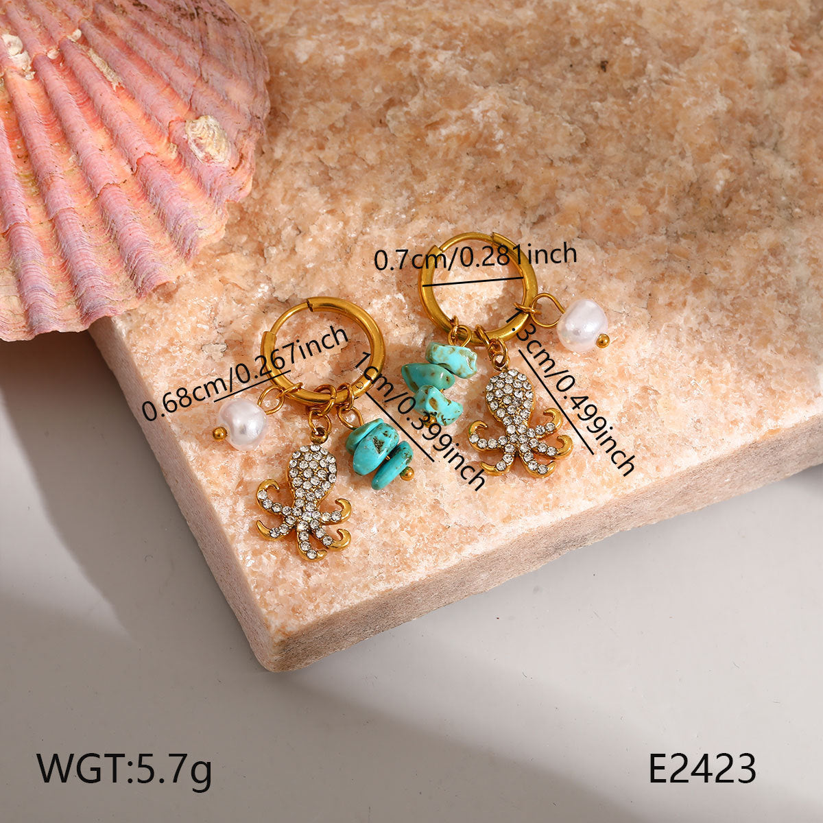 Wholesale Stainless Steel Vintage Gold-Tone Ocean Series Double Dolphin Earrings Women Fashion Jewelry Accessory