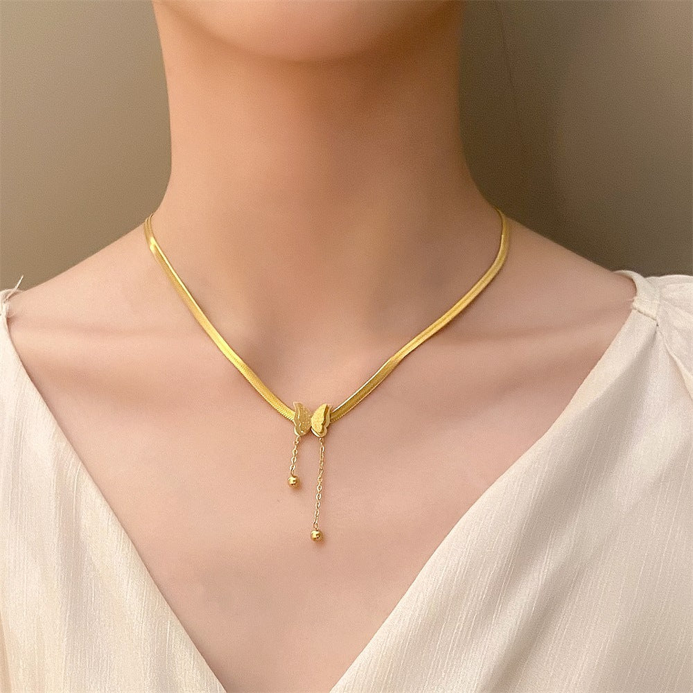 Wholesale Titanium Steel  popular butterfly ring double-layer opening ring