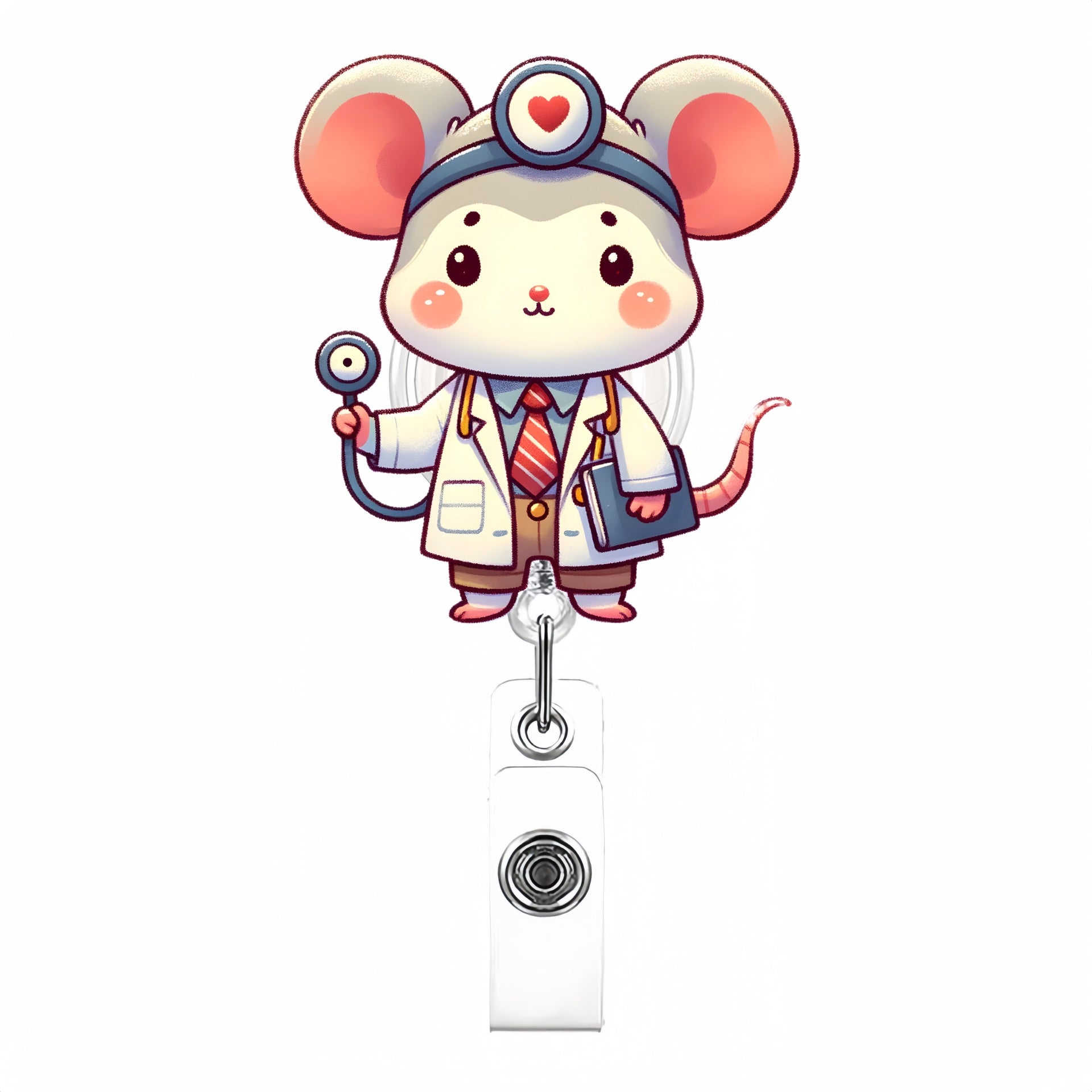 Wholesale Cute Cartoon Acrylic Retractable Clip Badge Keychain