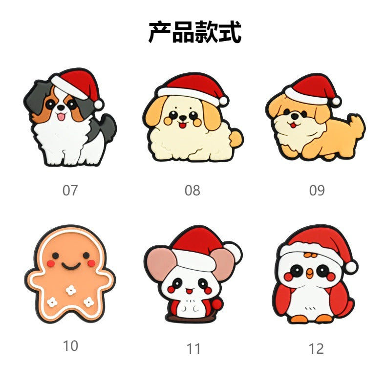 Wholesale Random 100pcs Cute Little Animal Christmas Series PVC Soft Rubber Shoe Buckle Decoration ACC-SC-RYY069