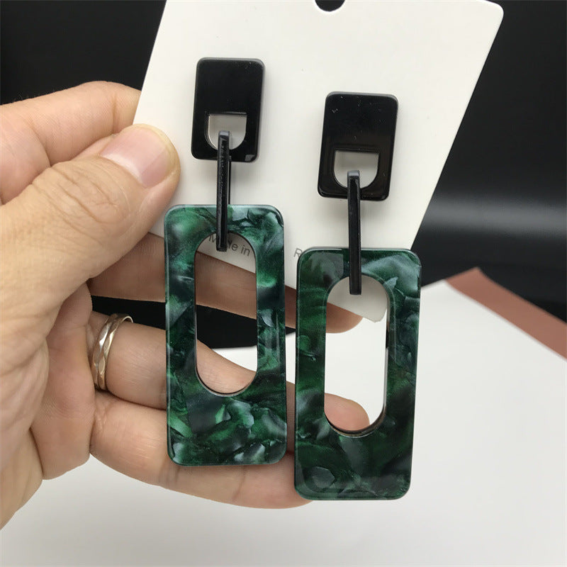 Wholesale Rectangular Chain Contrast Earrings Acrylic Earrings ACC-ES-FX041