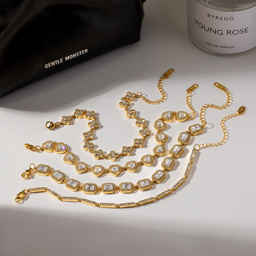 Wholesale Diamond stainless steel bracelet fashionable versatile high-end feel multi-stone