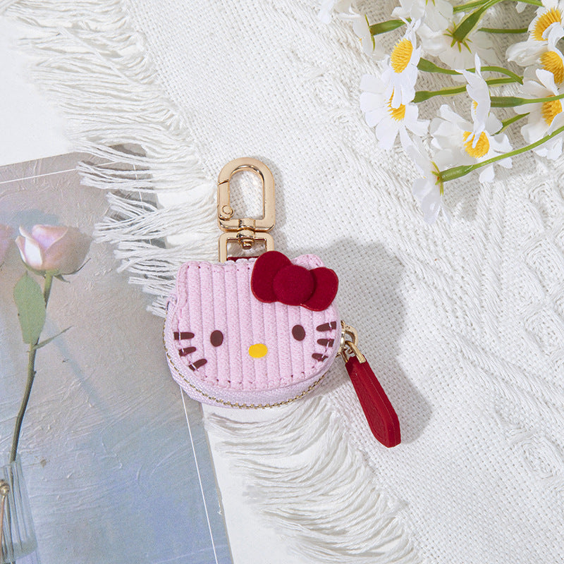 Wholesale Corduroy cartoon kitten bag keychain