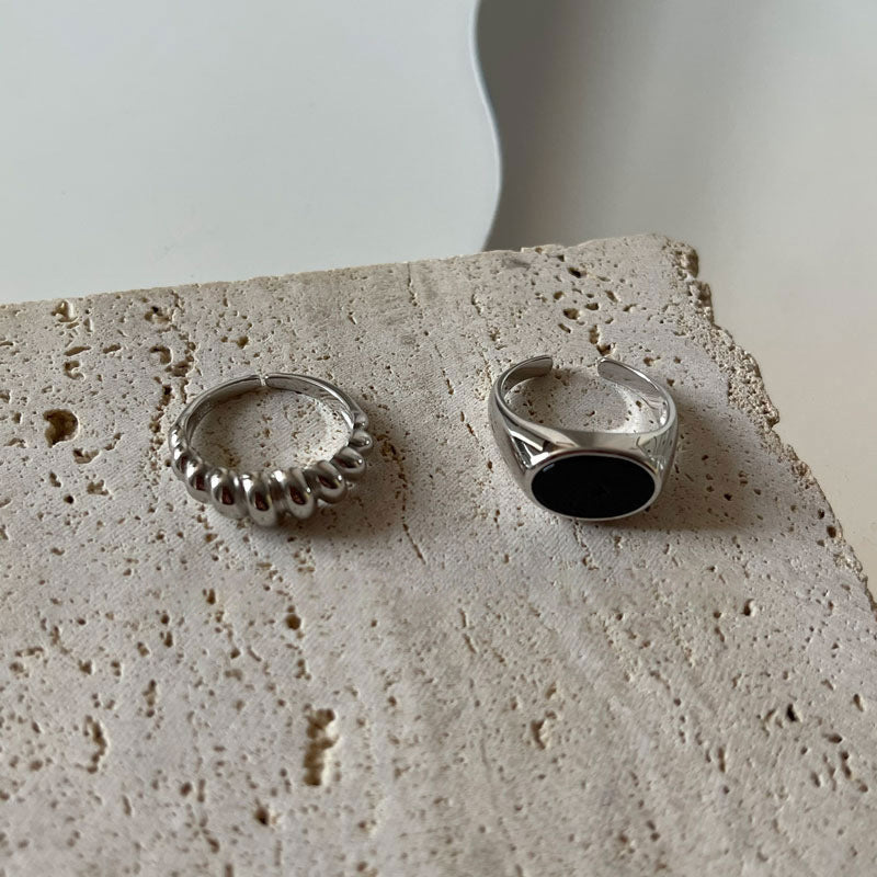 Wholesale sterling silver black agate gemstone ring