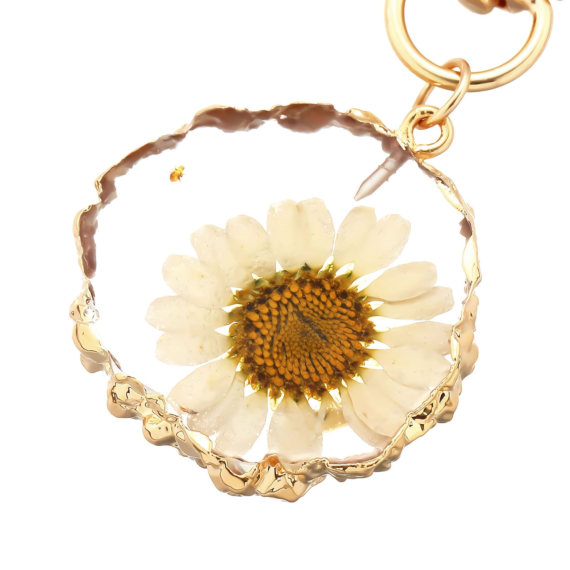 Wholesale Dried flower glue geometric heart keychains