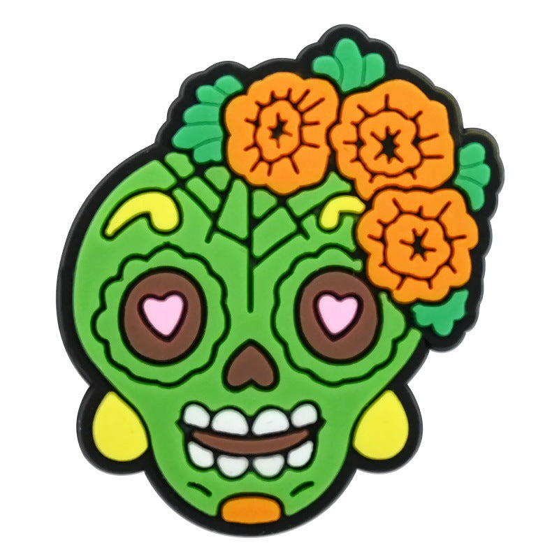 Wholesale Random 100pcs Day of the Dead  PVC Soft Rubber Shoe Buckle Decoration