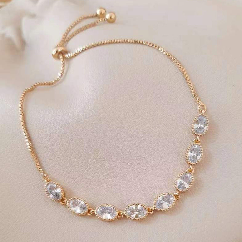 Wholesale Diamond Flower Butterfly Copper Inlaid Zirconia Pull-Out Bracelet ACC-BT-QW002