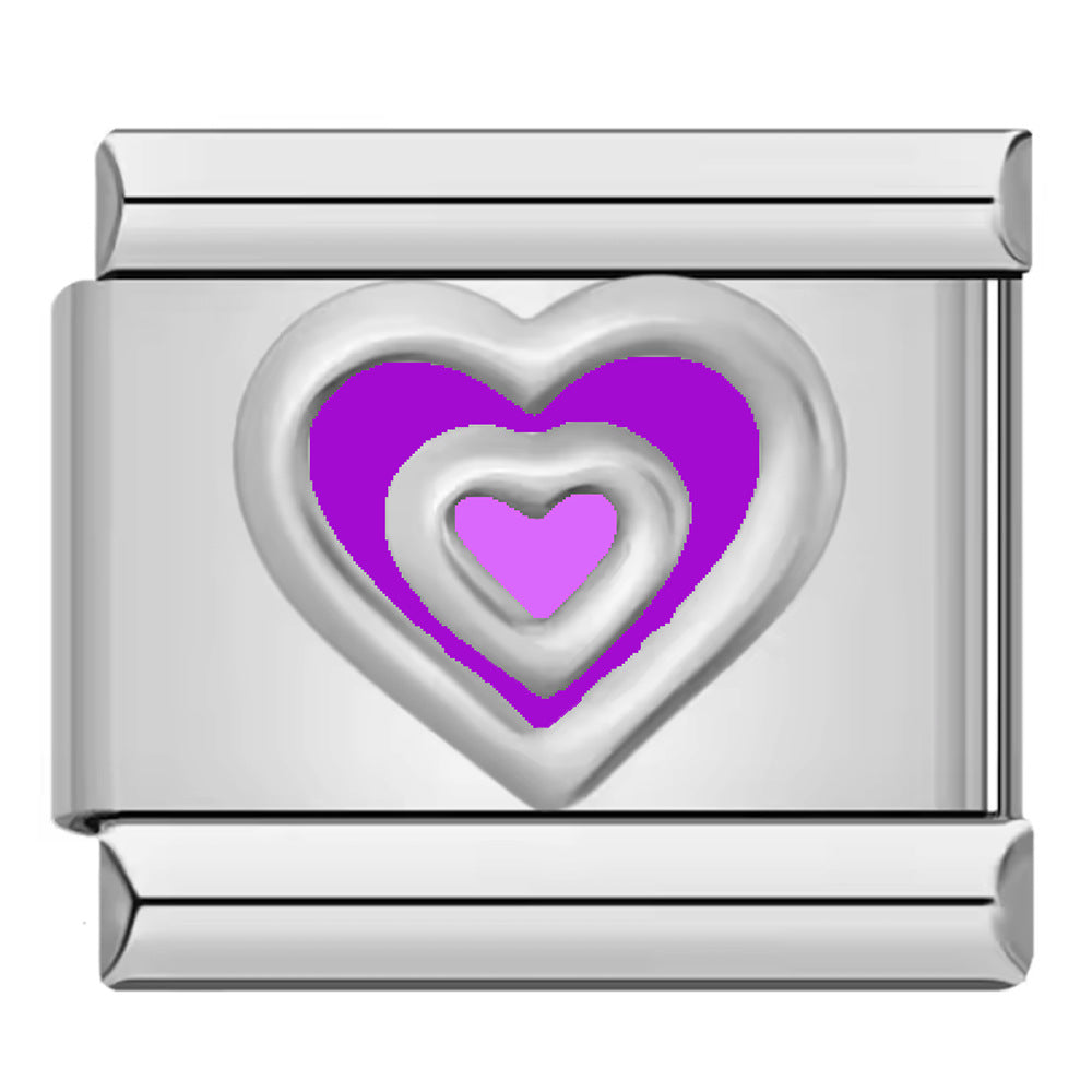 Wholesale  Italian Charm Bracelet 9mm DIY  colorful dripping double-layer Creative Stainless Steel Composable Bracelet