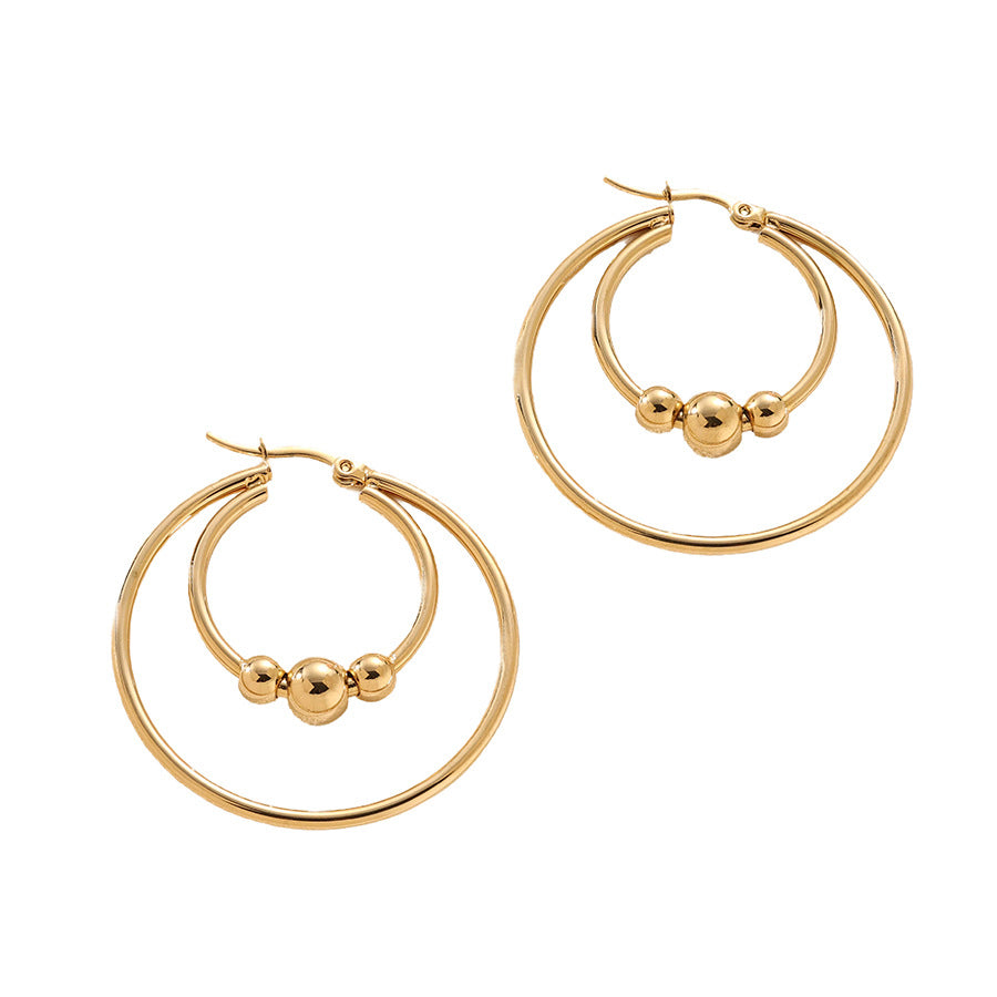 Wholesale Double-layer circular flow bead earrings