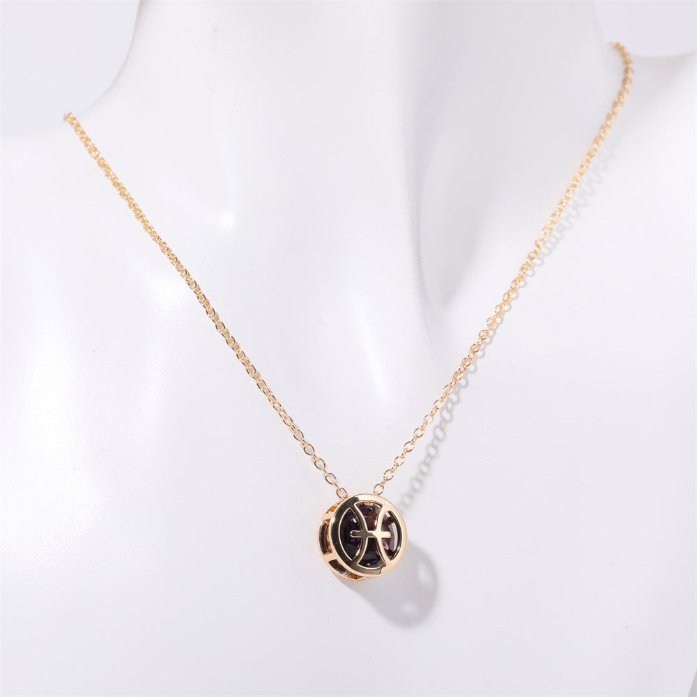 Wholesale Double-sided Hollow Twelve Zodiac Necklace ACC-NE-XuanChi003