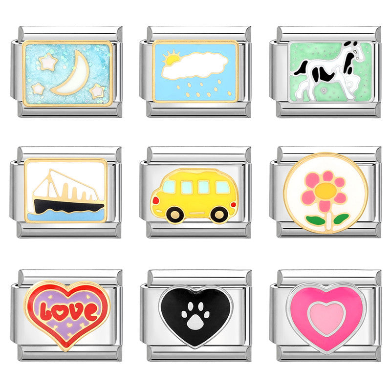 Wholesale Italian Charm Bracelet 9mm DIY Splicing Marine Elements Stainless Steel Composable Bracelet