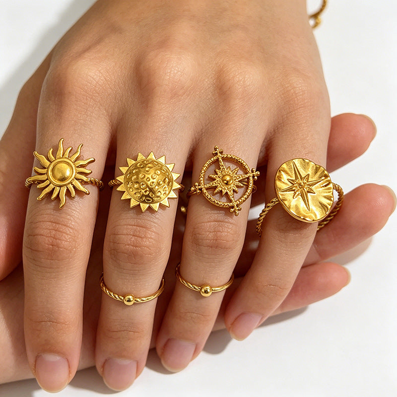Wholesale Chic Geometric Open Ring Gold-Plated Stainless Steel Jewelry Accessory
