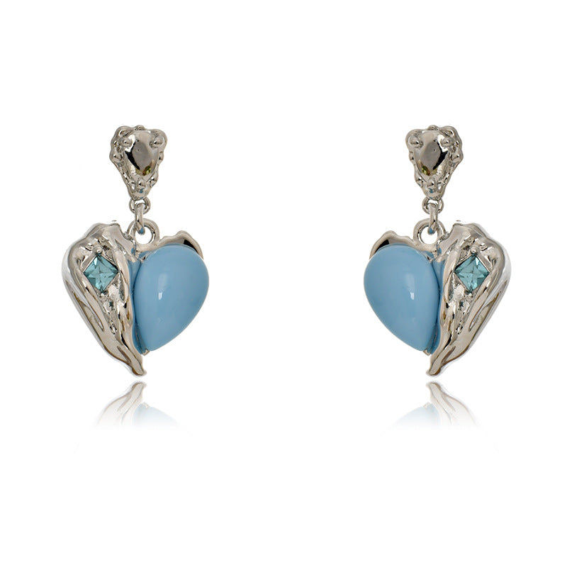 Wholesale Love Silver Needle Resin Heart Earrings ACC-ES-Jiuj002