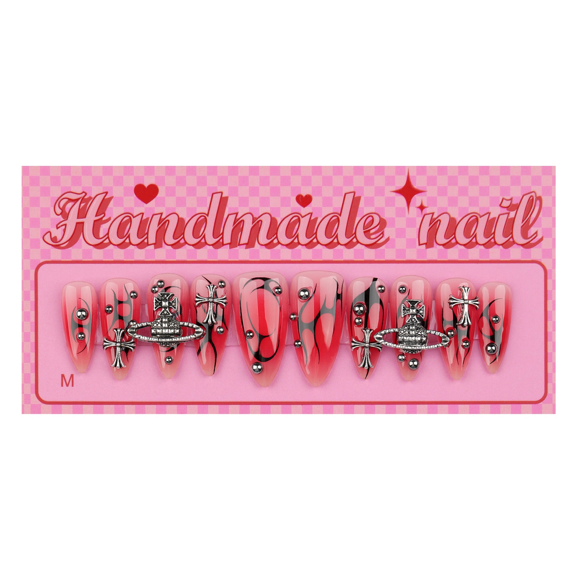 Wholesale 24 Pieces/box Flame Press-on Nails Kits Nail Stickers ACC-NS-LeFan045