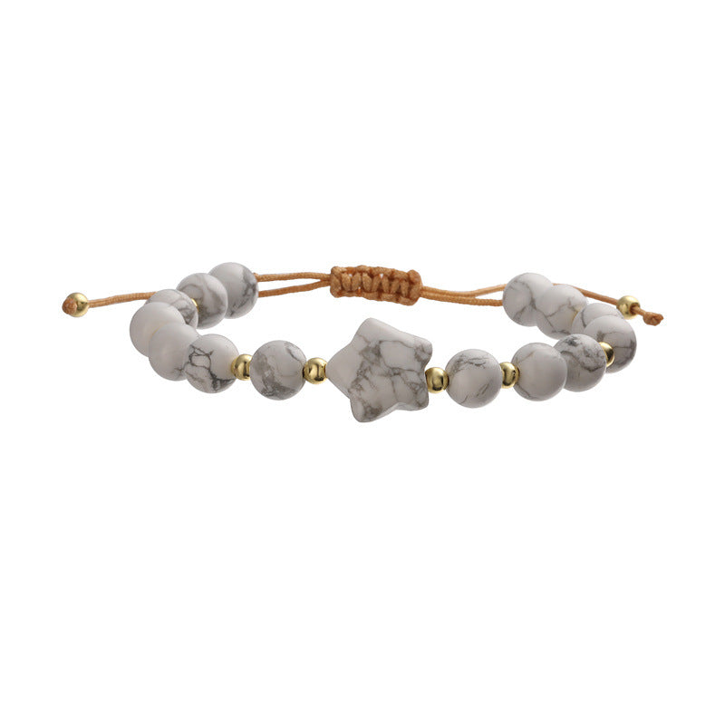 Wholesale Handmade Tiger Eye Pink Crystal Beaded Bracelet With Minimalist Star Charm Unisex Casual Fashion Accessory