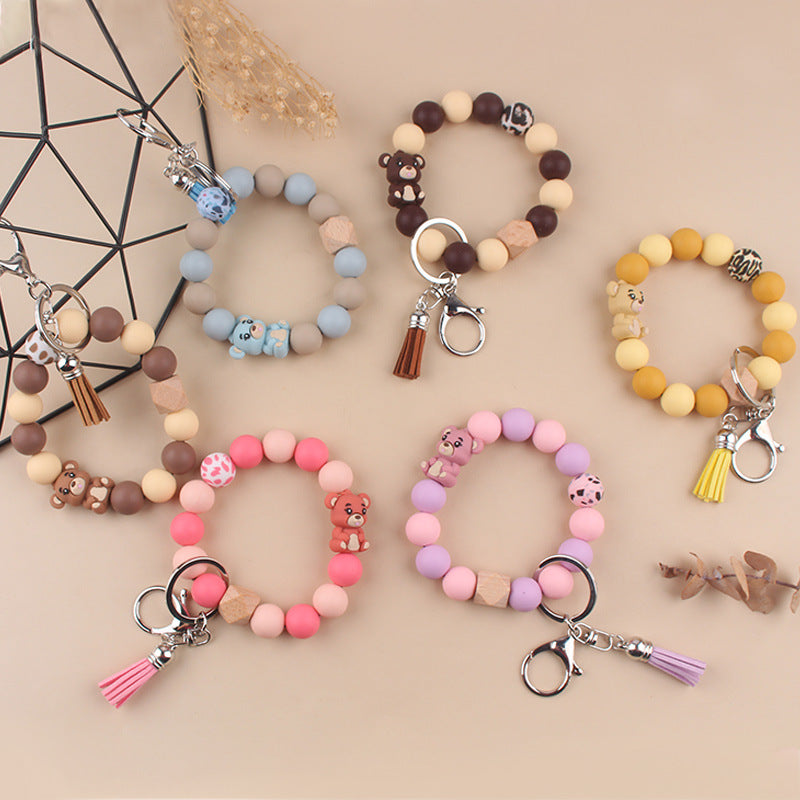 Wholesale Cartoon Three-dimensional Bear Silicone Keychain