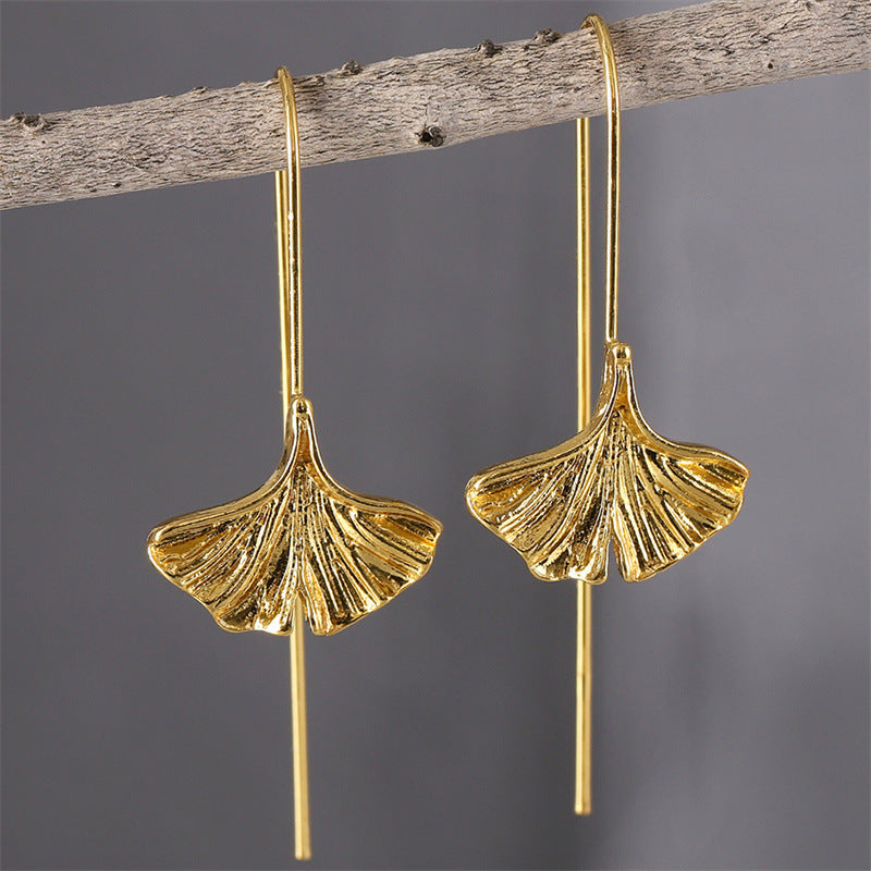 Wholesale bohemian style creative fresh ginkgo leaf earrings
