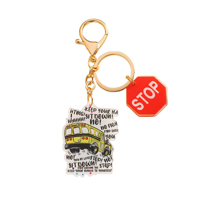 Wholesale Yellow school bus keychain
