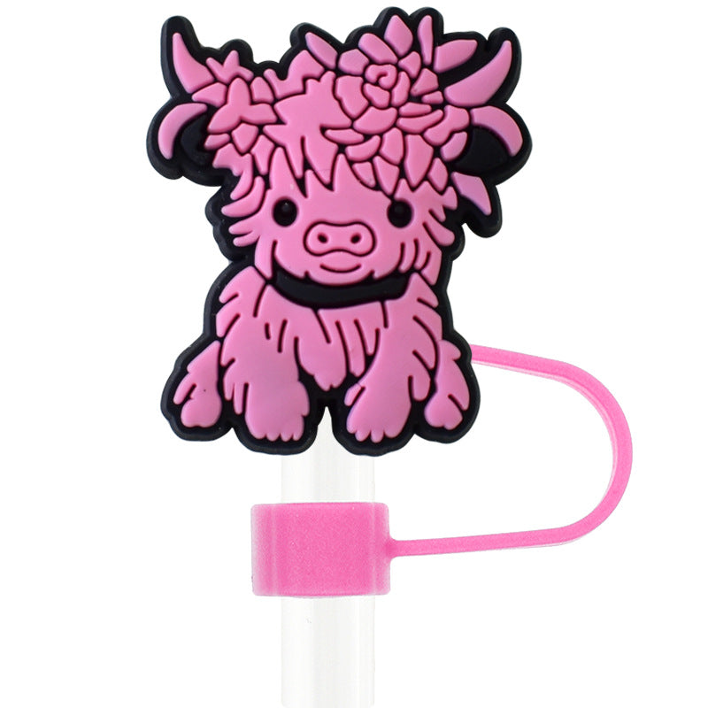 Wholesale Random 100pcs Pink Yak 10mm PVC Soft Straw Tube Cap ACC-SCR-RYY105