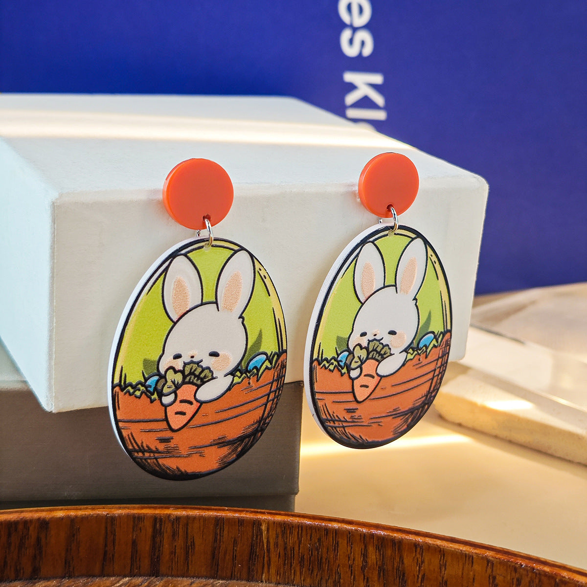 Wholesale Vintage Cartoon Bunny Easter Acrylic Earrings