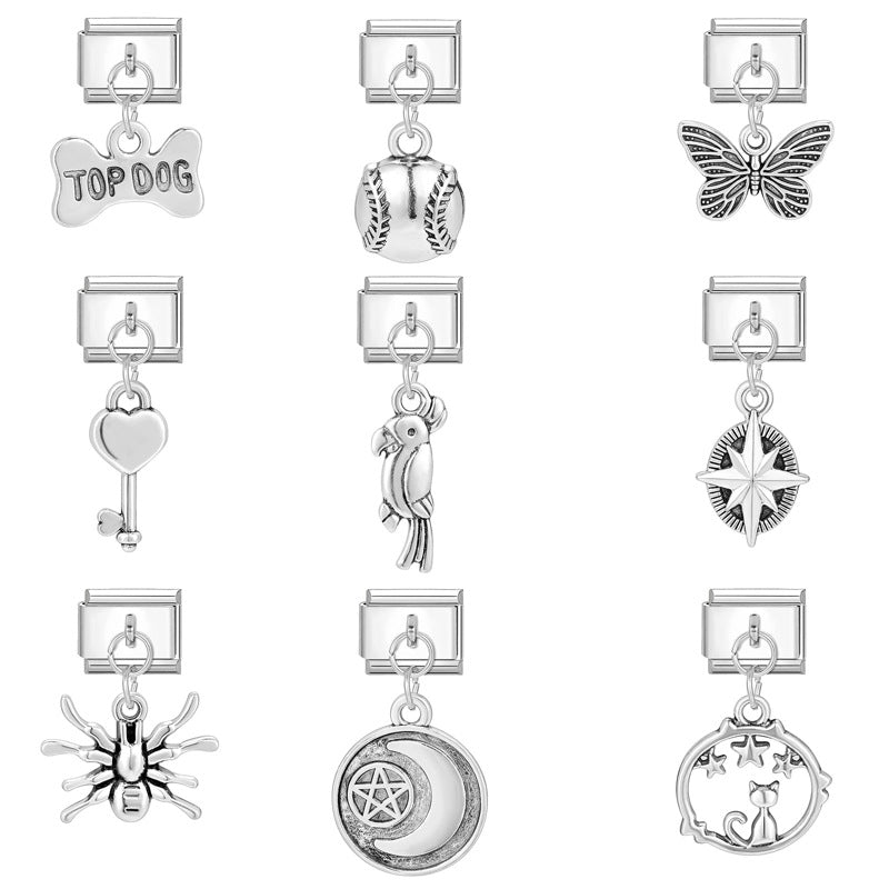 Wholesale Italian Charm Bracelet 9mm DIY Splicing Animal Series Stainless Steel Composable Bracelet