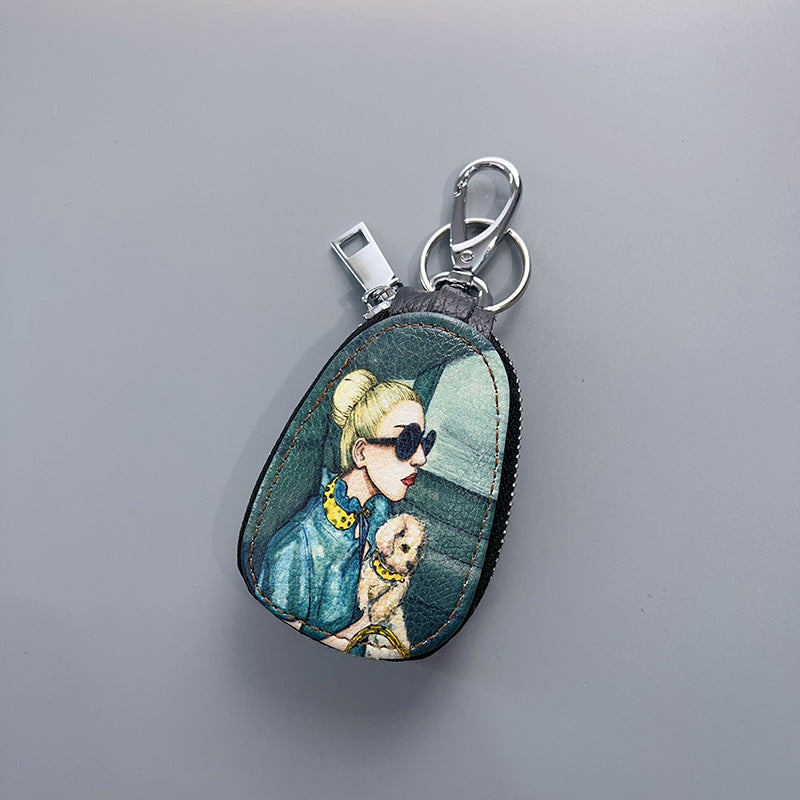 Wholesale Retro Key Bag Zipper Ornaments Car Color Printing Keychains ACC-KC-Mengs001