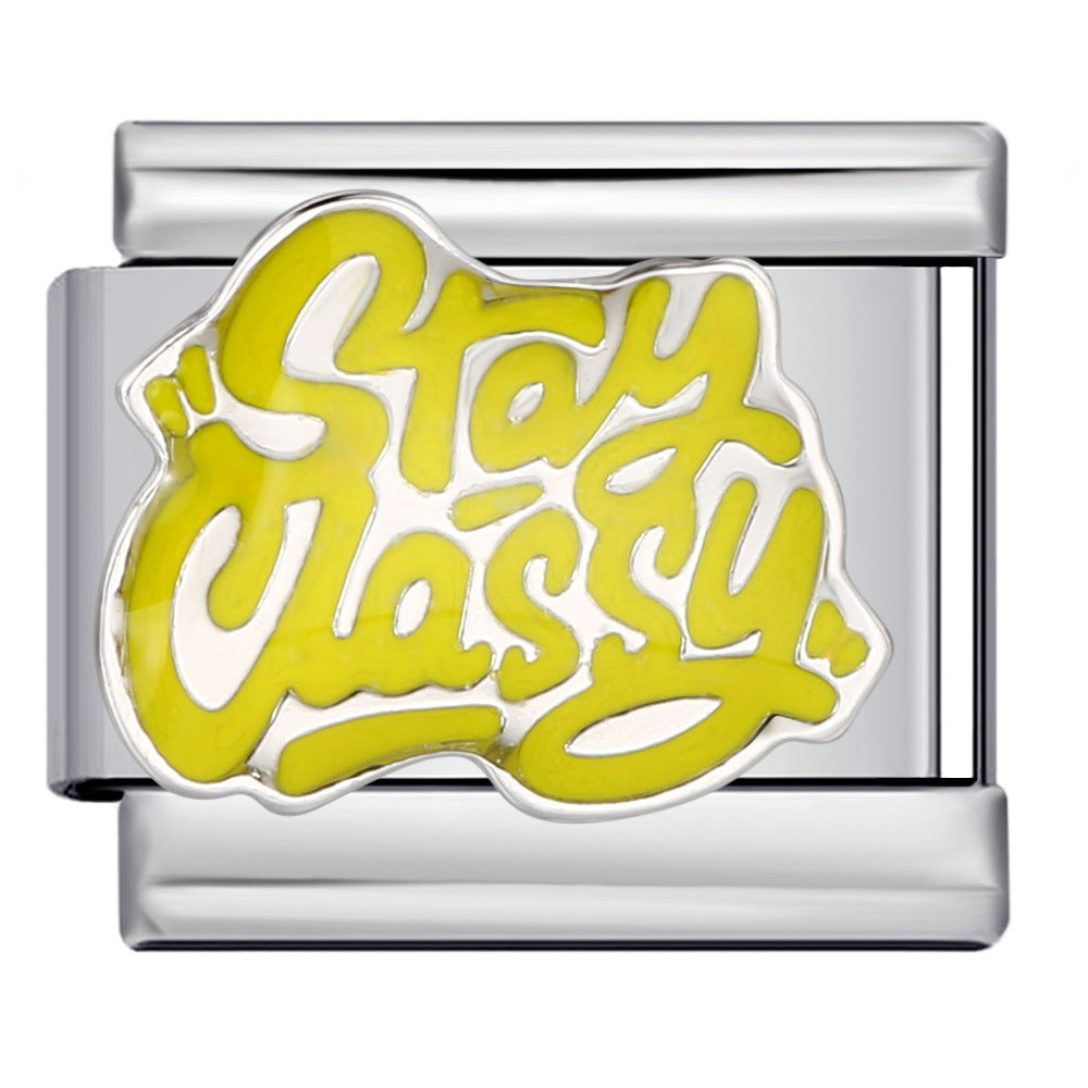 Wholesale Italian Module Bracelet Titanium Steel Welding Oil Dropping DIY Charms