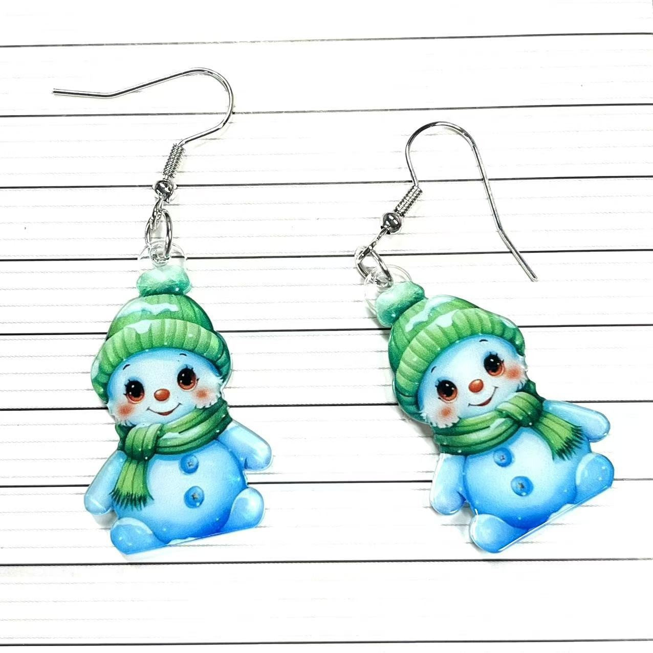 Wholesale Christmas Snowman Winter Sonata Acrylic Earrings